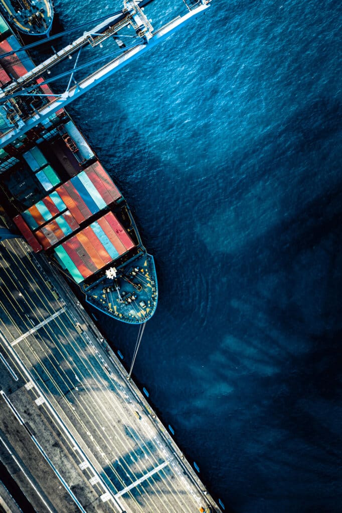 Cranes and shipping containers at the Port of Hong Kong, Kwai Tsing