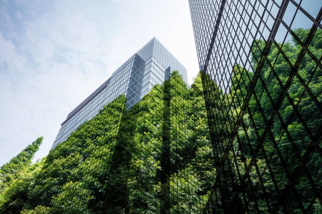 Flat green trees